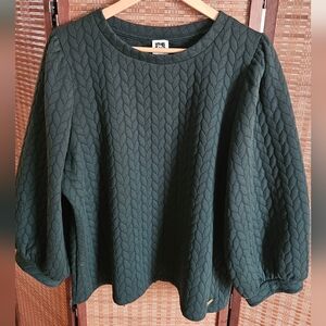 Anne Klein Emerald Green Wide Sleeve Top XL